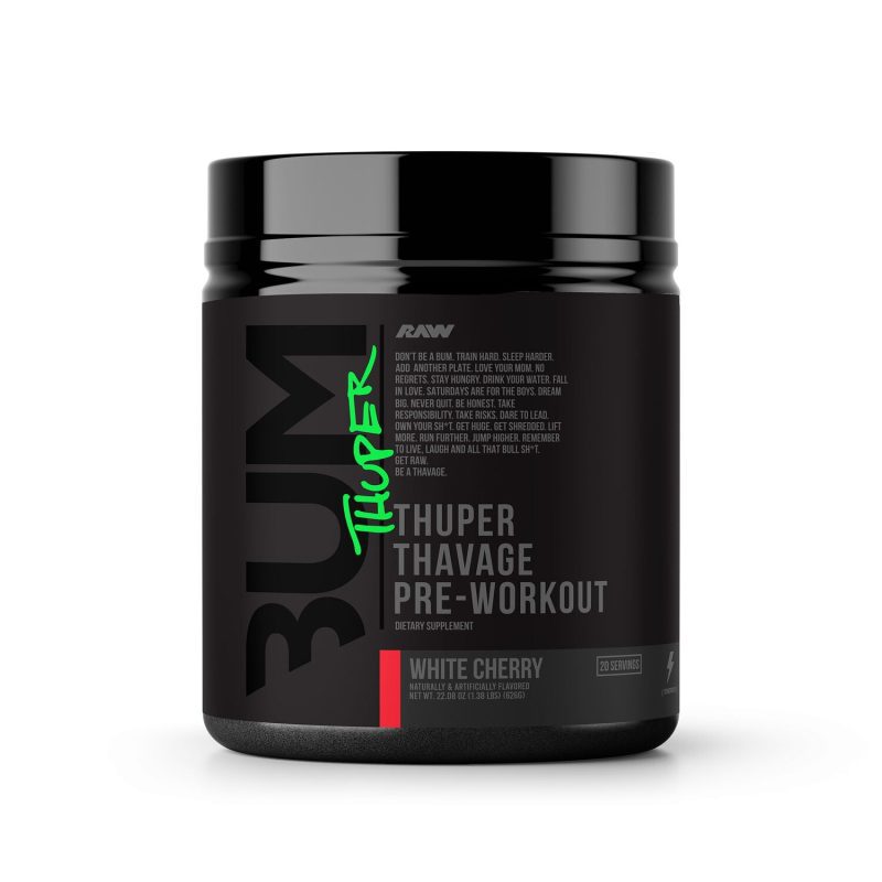 604704 RAW BUM Thuper Thavage Pre Workout White Cherry Front