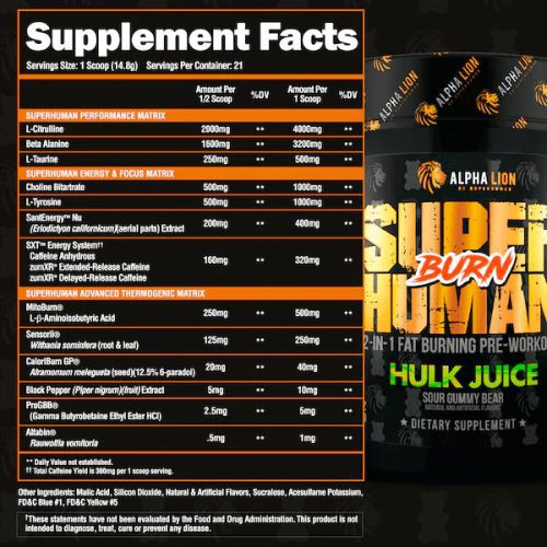 SH BURN HULKMILK SUPPLEMENT FACTS 1